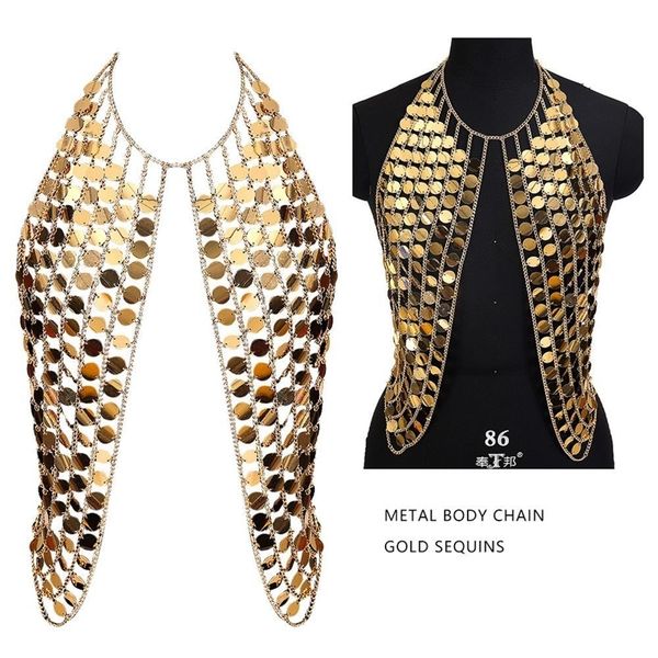 jewelry body chain gold sequins metal cage necklack belt dance clothing punk boho harness bra plus size women lingerie t200508, Silver
jewelry body chain gold sequins metal cage necklack belt dance clothing punk boho harness bra plus size women lingerie t200508, Silver