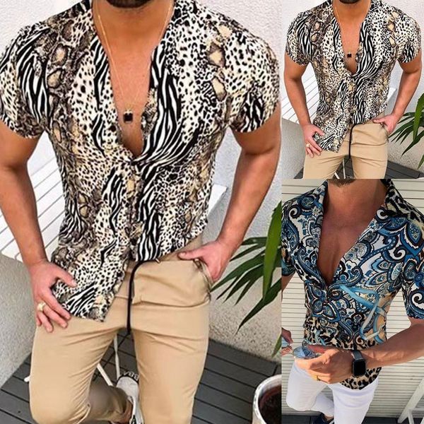 summer short sleeve leopard print shirt men lapel neck loose button up blouse breathable streetwear shirts men 2020#42, White;black
summer short sleeve leopard print shirt men lapel neck loose button up blouse breathable streetwear shirts men 2020#42, White;black