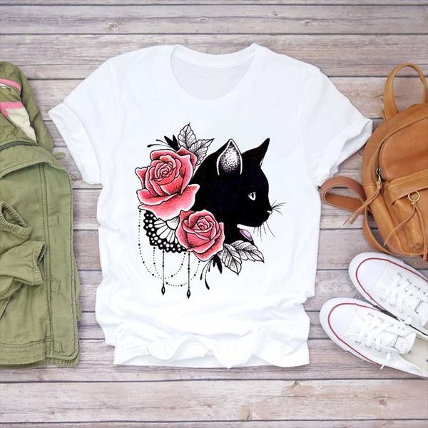 women printing cartoon cat floral flower animal 90s ladies print lady t shirts womens graphic t shirt female tee shirt, White
women printing cartoon cat floral flower animal 90s ladies print lady t shirts womens graphic t shirt female tee shirt, White