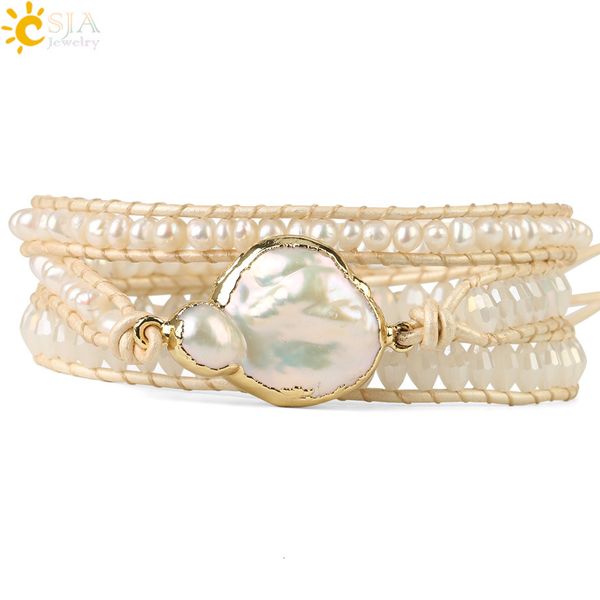 bohemia multilayer wrap leather adjustable white csja freshwater pearls glass crystal charm women woven bracelets s474, Silver
bohemia multilayer wrap leather adjustable white csja freshwater pearls glass crystal charm women woven bracelets s474, Silver