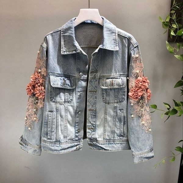 autumn women embroidery three dimensional flowers pearl bead short denim coat woman long sleeve jean jacket feminina coats t200319, Black;brown
autumn women embroidery three dimensional flowers pearl bead short denim coat woman long sleeve jean jacket feminina coats t200319, Black;brown