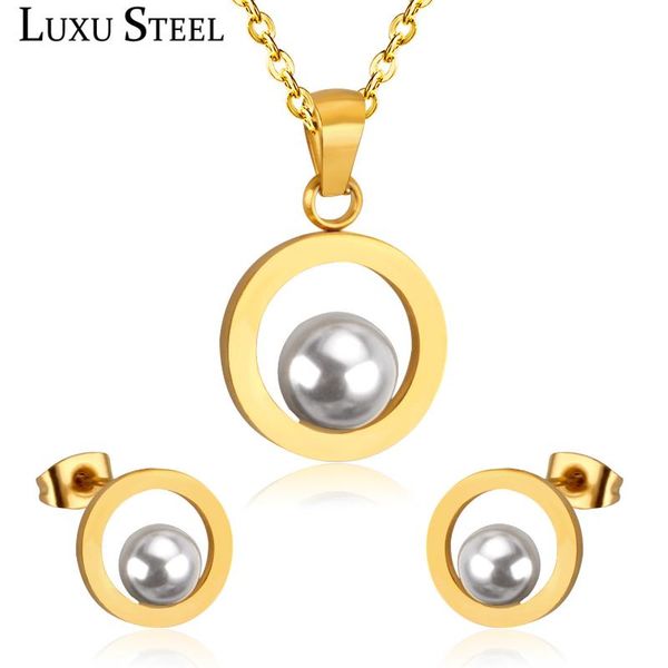 luxusteel set stainless steel collars bijoux stainless steel round imitation pearl pendant necklace earrings brinco party, Silver
luxusteel set stainless steel collars bijoux stainless steel round imitation pearl pendant necklace earrings brinco party, Silver