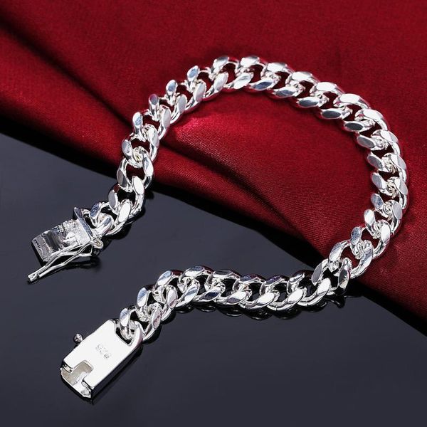 popular wedding solid silver color bracelet for women men 10mm classic fashion jewelry noble nice h037, Black
popular wedding solid silver color bracelet for women men 10mm classic fashion jewelry noble nice h037, Black