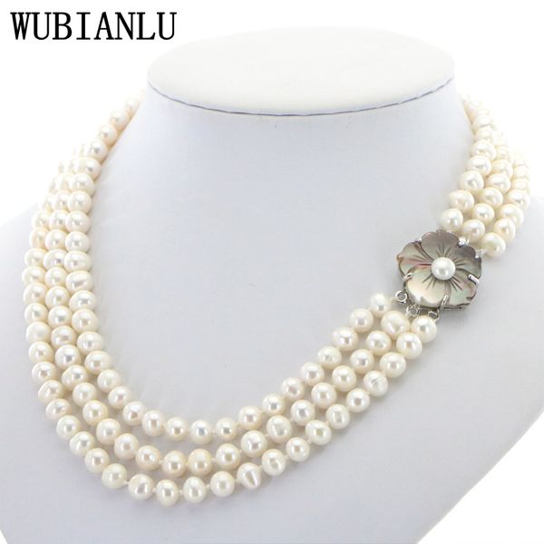 wubianlu 3 row 7-8mm white freshwater pearl necklace chain floral buttons jewelery women girl banquet 17-19 inchfashion charming q1121, Silver
wubianlu 3 row 7-8mm white freshwater pearl necklace chain floral buttons jewelery women girl banquet 17-19 inchfashion charming q1121, Silver