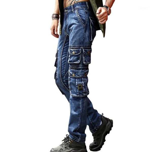 men's jeans brand cargo multi pockets tactical denim pants male outdoor casual wb25001, Blue
men's jeans brand cargo multi pockets tactical denim pants male outdoor casual wb25001, Blue