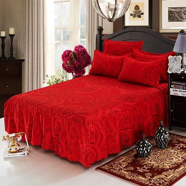 bedspread rose red ruffled bed skirt brushed microfiber coverlet quilt cover with 2 pillowcases
bedspread rose red ruffled bed skirt brushed microfiber coverlet quilt cover with 2 pillowcases