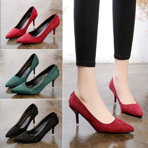 dress shoes concise wild female single korean fashion pointed high heels shallow mouth suede work womens pumps, Black
dress shoes concise wild female single korean fashion pointed high heels shallow mouth suede work womens pumps, Black