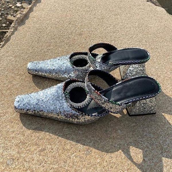 bling shoes woman sandals silver leather square head middle heel muller shoes women slippers zapatos de mujer sandalias 20201, Black
bling shoes woman sandals silver leather square head middle heel muller shoes women slippers zapatos de mujer sandalias 20201, Black