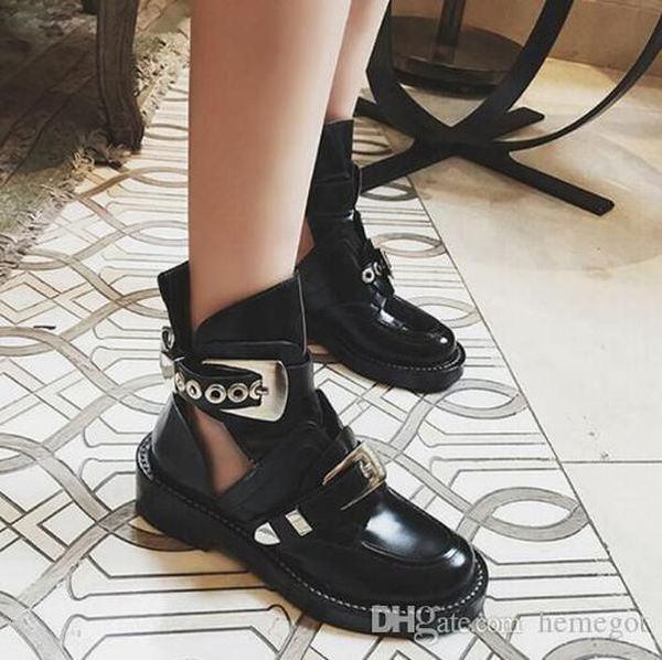 spring cut-out leather ankle boots gold sliver buckles hardware boot punk shoes classic biker boots round toe motorcycle boots, Black
spring cut-out leather ankle boots gold sliver buckles hardware boot punk shoes classic biker boots round toe motorcycle boots, Black