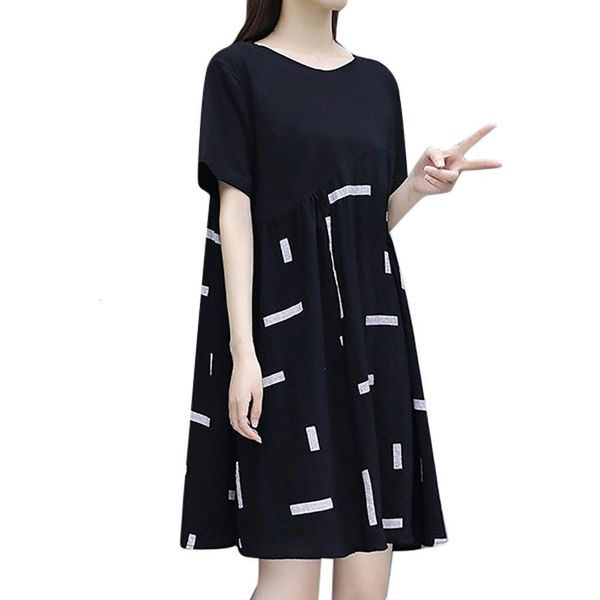 women dress short sleeve round neck stitching loose noble large size current elegant summer fashion short dress, Black;gray
women dress short sleeve round neck stitching loose noble large size current elegant summer fashion short dress, Black;gray