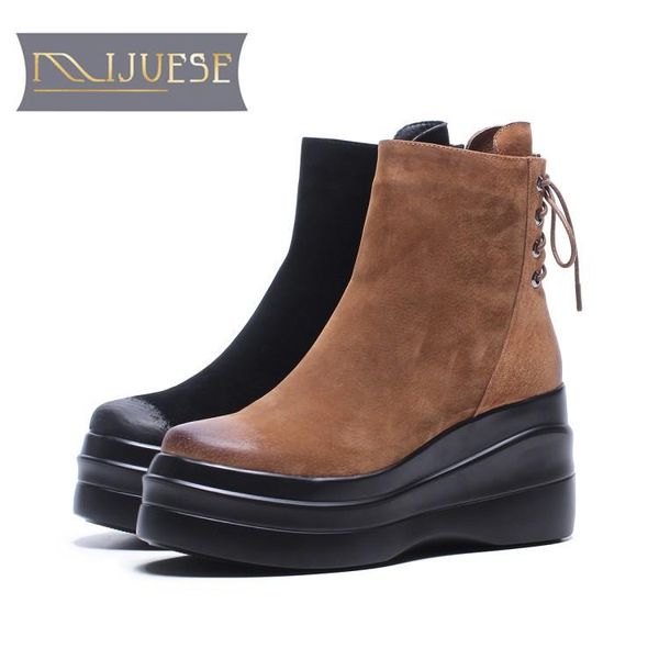 mljuese 2020 women ankle boots pigskin brown color high heels autumn spring platform ankle boots female, Black
mljuese 2020 women ankle boots pigskin brown color high heels autumn spring platform ankle boots female, Black