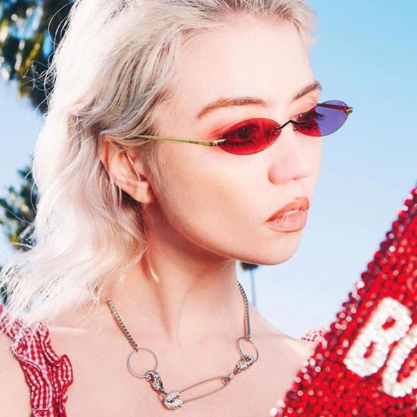 sunglasses brand designer punk oval women men vintage metal small rimless sun glasses pink mirror goggles cool chic lunette, White;black
sunglasses brand designer punk oval women men vintage metal small rimless sun glasses pink mirror goggles cool chic lunette, White;black