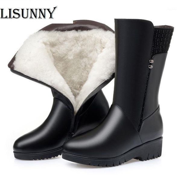 women shoes 2020 new winter cow leather boots for wedges inside plush wool snow boots plus size in-tube boot women1, Black
women shoes 2020 new winter cow leather boots for wedges inside plush wool snow boots plus size in-tube boot women1, Black