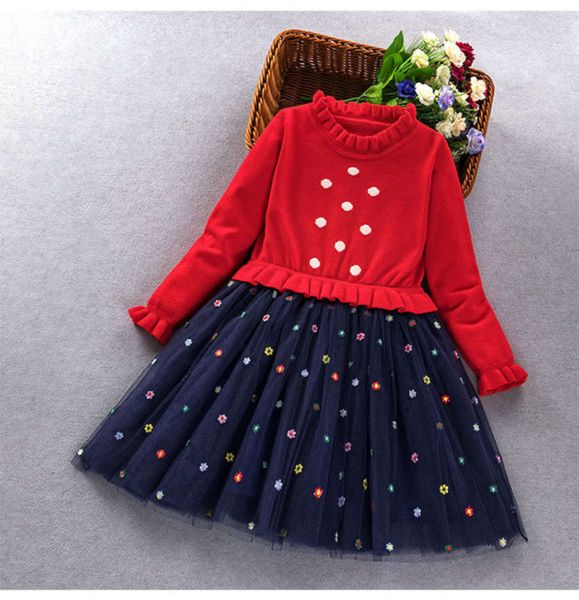children's new autumn 2020 little girl fashion princs long sve woolen drs, Red;yellow
children's new autumn 2020 little girl fashion princs long sve woolen drs, Red;yellow