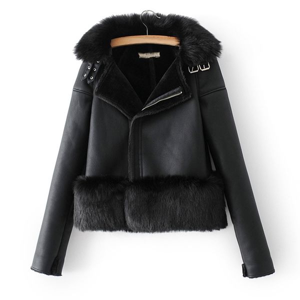 ly varey lin winter women faux fur leather jacket pu motorcycle zipper thick warm overcoat faux lamb wool fur collar outerwear lj201012, Black
ly varey lin winter women faux fur leather jacket pu motorcycle zipper thick warm overcoat faux lamb wool fur collar outerwear lj201012, Black