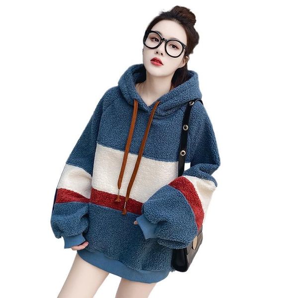 women's hoodies & sweatshirts women winter thick wool lamb sweatshirt warm loose oversize pullover korean style striped harajuku hoodie, Black
women's hoodies & sweatshirts women winter thick wool lamb sweatshirt warm loose oversize pullover korean style striped harajuku hoodie, Black