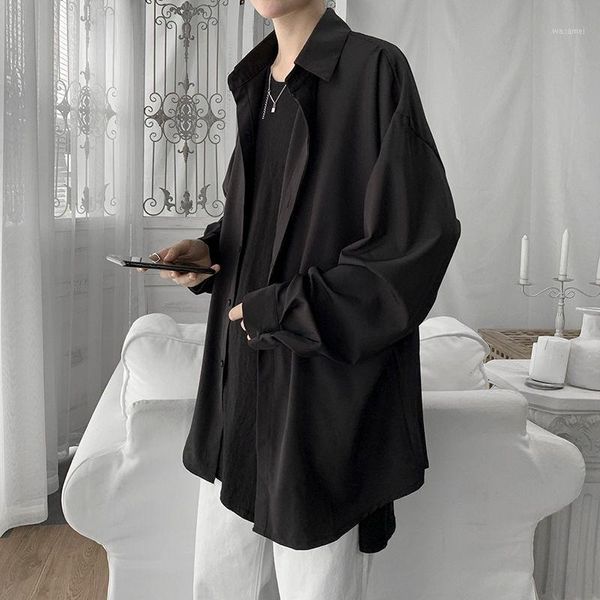 2020 new solid men shirt korean male clothing loose casual harajuku shirt men long sleeve shirts down shirts white l371, White;black
2020 new solid men shirt korean male clothing loose casual harajuku shirt men long sleeve shirts down shirts white l371, White;black