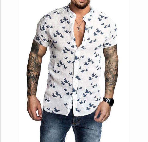 arrival men buttons front short sleeve shirts birds pattern printed linen breathable shirts outfits plus size, White;black
arrival men buttons front short sleeve shirts birds pattern printed linen breathable shirts outfits plus size, White;black