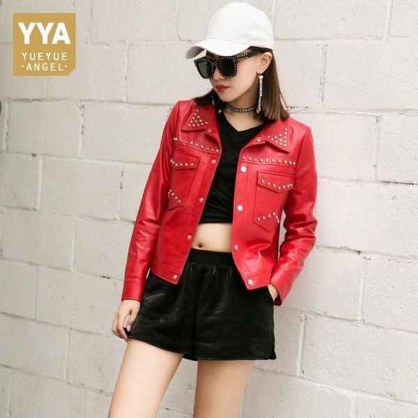 women's leather & faux autumn genuine jackets womens 2021 fahsion motor rock style high street female jaqueta rivet quality coats1, Black
women's leather & faux autumn genuine jackets womens 2021 fahsion motor rock style high street female jaqueta rivet quality coats1, Black