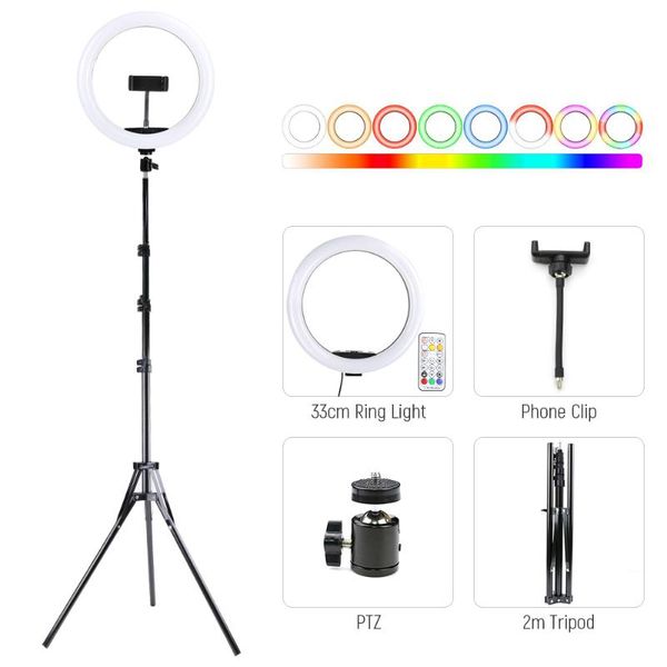 33cm dimmable colorful rgb ring light with tripod selfie lamp phone clip holder for video live p studio pgraphy lighting
33cm dimmable colorful rgb ring light with tripod selfie lamp phone clip holder for video live p studio pgraphy lighting