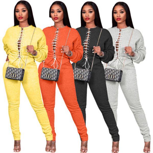 women solid color bandage sets fashion trend long sleeve round neck neck pant suits designer winter female new slim casual tracksuits, Gray
women solid color bandage sets fashion trend long sleeve round neck neck pant suits designer winter female new slim casual tracksuits, Gray