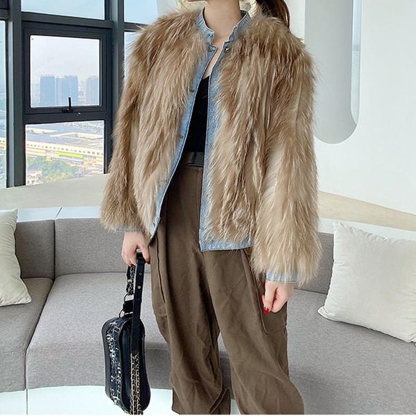 women's fur & faux real coat jacket for women winter denim coats with natural female genuine short outwear clothing, Black
women's fur & faux real coat jacket for women winter denim coats with natural female genuine short outwear clothing, Black