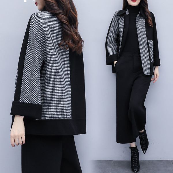 2021 new women's wool suits winter big s-3xl chess jacket + baggy warmer fashion pants loose sets of two y482 parts u3xs, Gray
2021 new women's wool suits winter big s-3xl chess jacket + baggy warmer fashion pants loose sets of two y482 parts u3xs, Gray