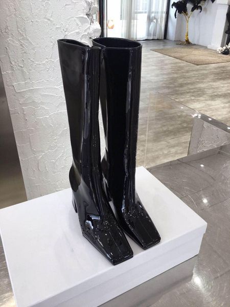 ladies'boots pearlescent calfskin comfortable thick heel not tired feet heel height 9 cm, Black
ladies'boots pearlescent calfskin comfortable thick heel not tired feet heel height 9 cm, Black