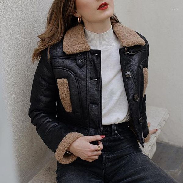 women's leather & faux malina fashion autumn turn down collar jackets women elegant short coats single breasted ladies1, Black
women's leather & faux malina fashion autumn turn down collar jackets women elegant short coats single breasted ladies1, Black
