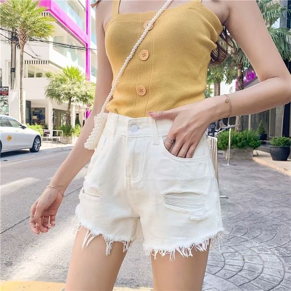 2021 new summer streetwear wear worn-out leg white denim female color solid jeans shorts b0ty, White;black
2021 new summer streetwear wear worn-out leg white denim female color solid jeans shorts b0ty, White;black