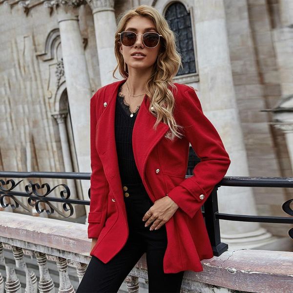 2020 western red retro double-breasted round neck slim woolen coat women fall/winter elegant coat coats and jackets women, Black
2020 western red retro double-breasted round neck slim woolen coat women fall/winter elegant coat coats and jackets women, Black