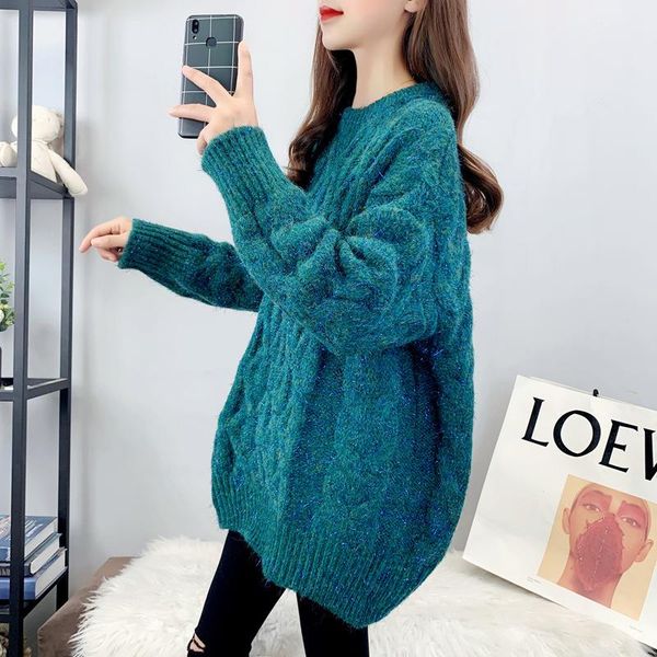 hong kong style autumn and winter new style retro loose thickened twist sweater for women, White;black
hong kong style autumn and winter new style retro loose thickened twist sweater for women, White;black