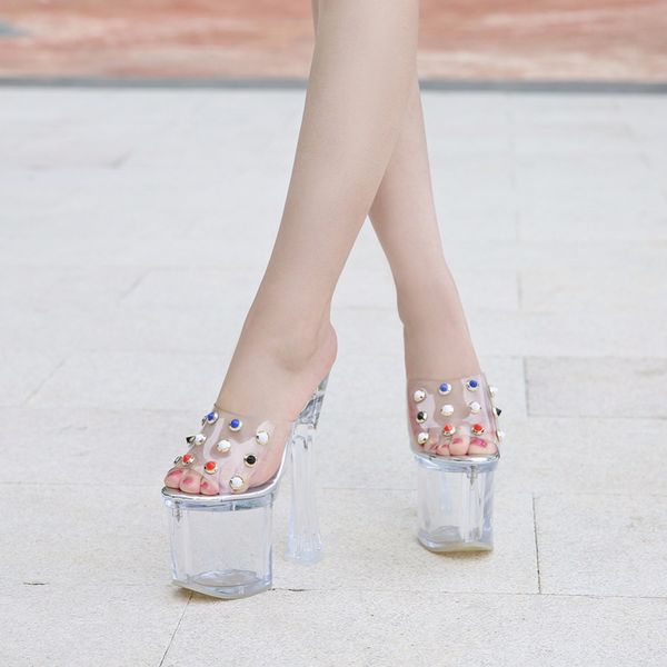 steel tube dancing sandals 2020 crystal pearl slipper women's shoes ultra high heels 18 on transparent platform slippers, Black
steel tube dancing sandals 2020 crystal pearl slipper women's shoes ultra high heels 18 on transparent platform slippers, Black