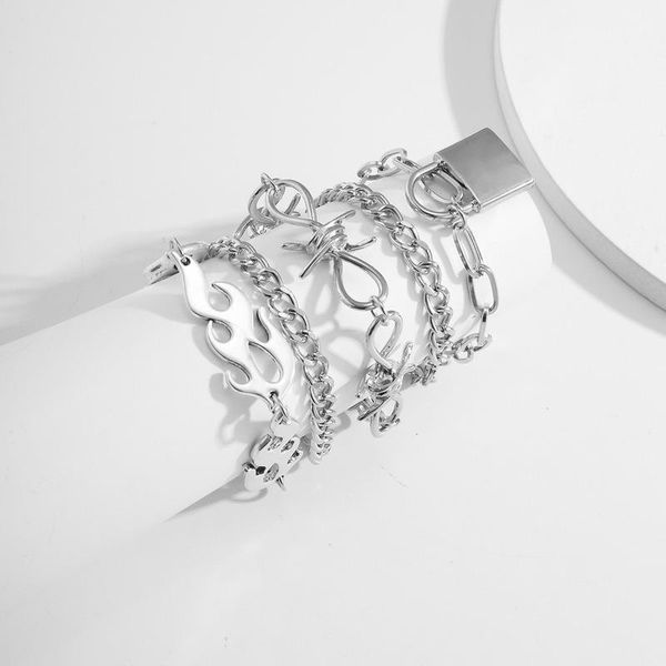 link, chain lock bangles women bracelet set flame charms bracelets fashion couple jewelry vintage silver color punk metal bransoletka, Black
link, chain lock bangles women bracelet set flame charms bracelets fashion couple jewelry vintage silver color punk metal bransoletka, Black