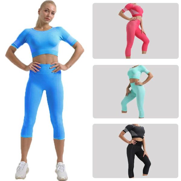 yoga outfits 2-piece women's suit seamless gym athletic sports short sleeve and leggings set, White;red
yoga outfits 2-piece women's suit seamless gym athletic sports short sleeve and leggings set, White;red