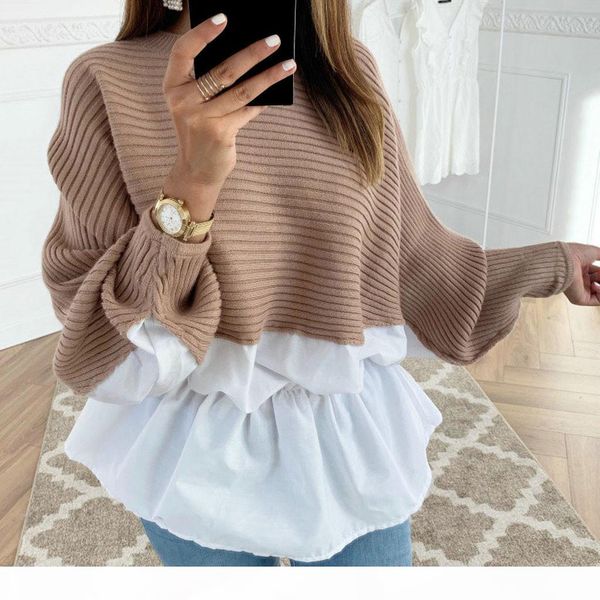 winter fashion ruffled knitted jumper sweater patchwork loose shirt casual streetwear female womens long sleeve blusas pullover, White;black
winter fashion ruffled knitted jumper sweater patchwork loose shirt casual streetwear female womens long sleeve blusas pullover, White;black