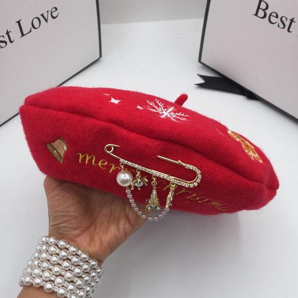 the spring and autumn period and the new wool embroidered red beret for women, Blue;gray
the spring and autumn period and the new wool embroidered red beret for women, Blue;gray