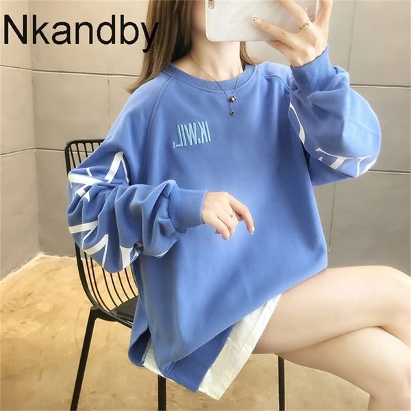 large size korean style women sweatshirts autumn letter embroidery split loose classic pullovers oversize casual streetwear 201217, Black
large size korean style women sweatshirts autumn letter embroidery split loose classic pullovers oversize casual streetwear 201217, Black
