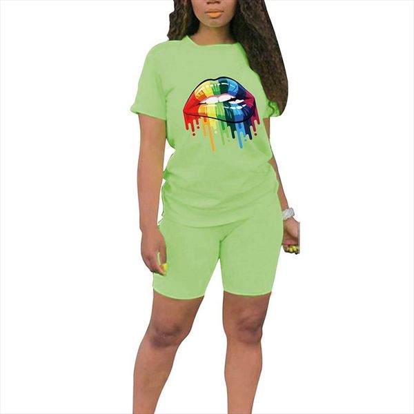 summer fashion women two piece set lips print short sleeve t shirt woman knee length shorts suit 2pc set sporting outfit, Gray
summer fashion women two piece set lips print short sleeve t shirt woman knee length shorts suit 2pc set sporting outfit, Gray
