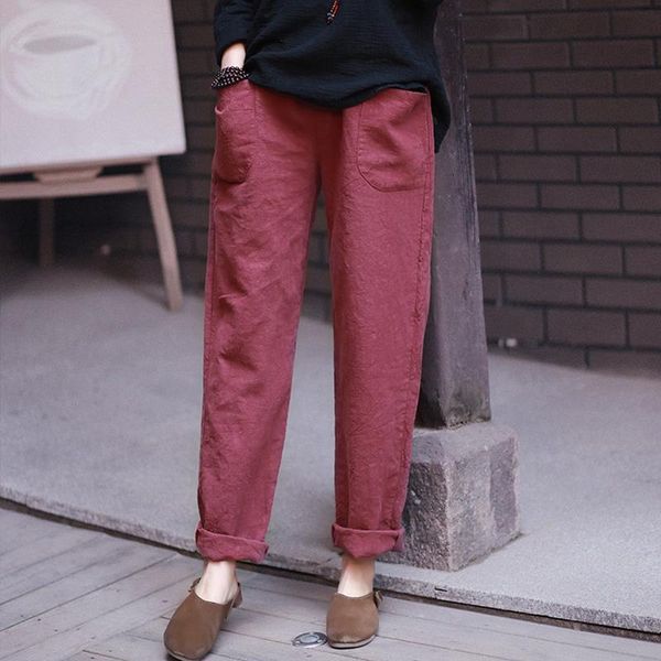 women straight pants casual 2020 autumn new pockets elastic waist loose cotton linen patchwork vintage original pants, Black;white
women straight pants casual 2020 autumn new pockets elastic waist loose cotton linen patchwork vintage original pants, Black;white