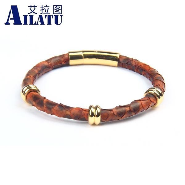 ailatu genuine python leather bracelet with stainless steel spacer beads clasp buckle bangle for men women y200730, Black
ailatu genuine python leather bracelet with stainless steel spacer beads clasp buckle bangle for men women y200730, Black