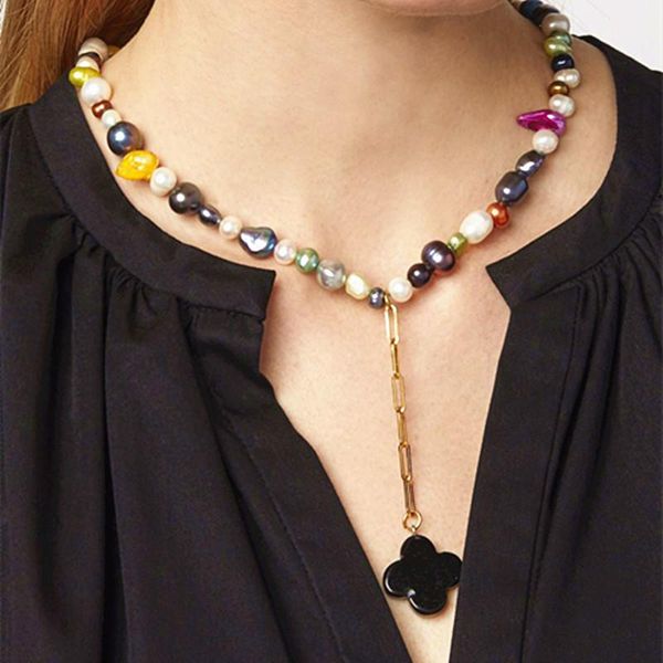 bohemian fashion colorful pearl necklace ladies charm jewelry baroque style four-leaf clover pendant collier de perles baroques, Silver
bohemian fashion colorful pearl necklace ladies charm jewelry baroque style four-leaf clover pendant collier de perles baroques, Silver