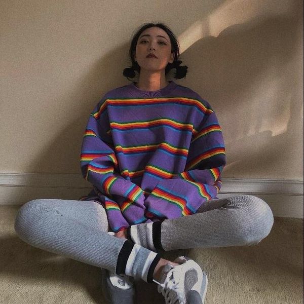 women rainbow striped pullover sweatshirt fleece thickening autumn winter loose jumpers 2020 new oversized hoodies, Black
women rainbow striped pullover sweatshirt fleece thickening autumn winter loose jumpers 2020 new oversized hoodies, Black