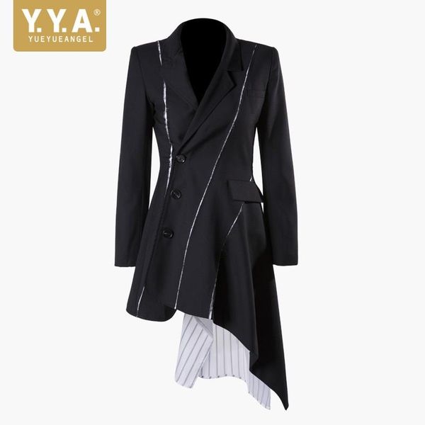 new autumn winter lapel long sleeve black striped irregular button split joint loose jacket women coat fashion slim jackets, Black;brown
new autumn winter lapel long sleeve black striped irregular button split joint loose jacket women coat fashion slim jackets, Black;brown