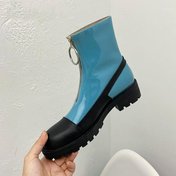 ankle boots women's shoes patent leather mixed color handsome office lady zipper ankle boots femme zapatos de mujer1, Black
ankle boots women's shoes patent leather mixed color handsome office lady zipper ankle boots femme zapatos de mujer1, Black