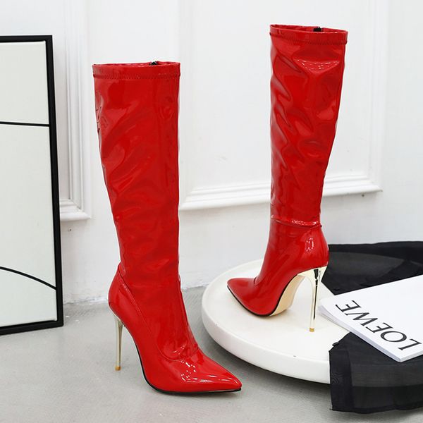 black red white heels women high knee boots women's shoes large size 48 autumn winter lj201030
black red white heels women high knee boots women's shoes large size 48 autumn winter lj201030