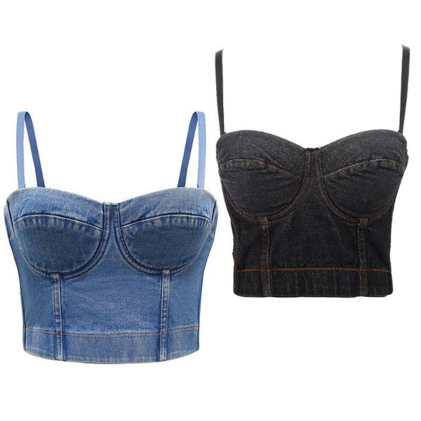 women detachable straps crop retro denim push up bustier corset club camis 649c, White
women detachable straps crop retro denim push up bustier corset club camis 649c, White
