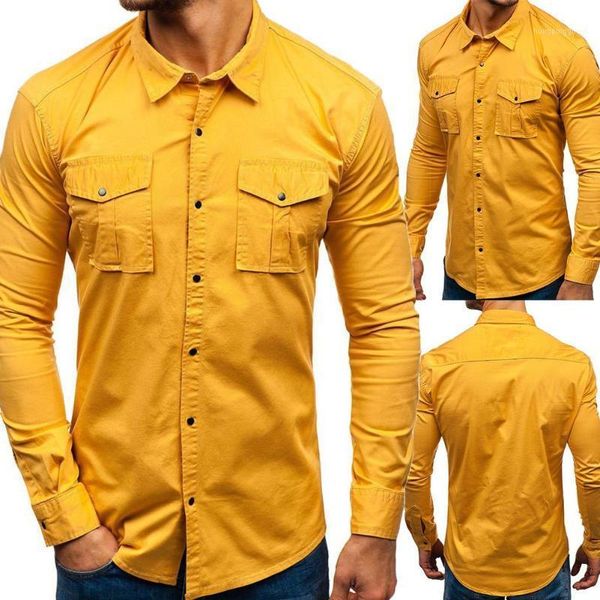2020 fashion casual shirt solid color men's long sleeve solid color lapel multi-pocket tooling shirt1, White;black
2020 fashion casual shirt solid color men's long sleeve solid color lapel multi-pocket tooling shirt1, White;black