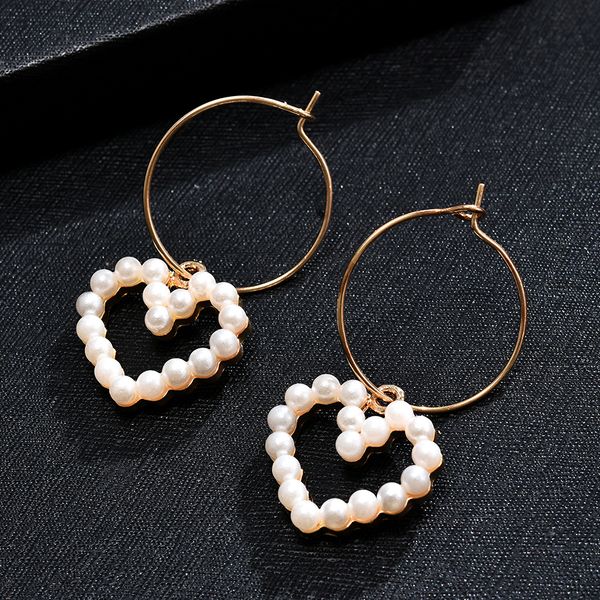 korean women simple wild geometric heart pearl drop dangle party hoop earrings girl earrings jewelry, Golden;silver
korean women simple wild geometric heart pearl drop dangle party hoop earrings girl earrings jewelry, Golden;silver