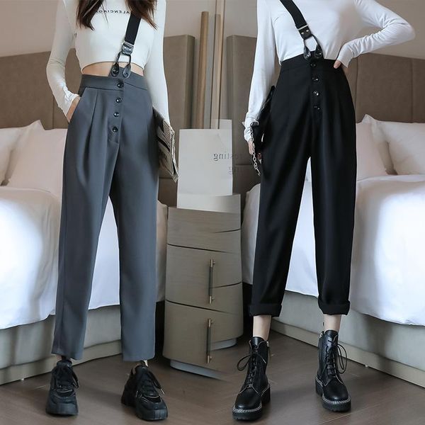 winter fashion women high stree slim high waist overalls casual loose cargo harem pants one shoulder strap trousers, Black;white
winter fashion women high stree slim high waist overalls casual loose cargo harem pants one shoulder strap trousers, Black;white